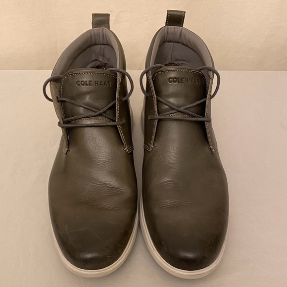 Cole Haan Men\'s Grand Plus Essex Chukka Boots Shoes Gray Lace Up Size 11.5